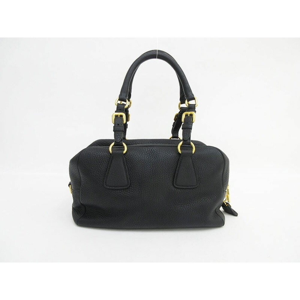 Prada Dino Handbag Leather Bag Vitello Black